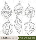Hand Drawn Christmas Ornaments Clip Art, Holiday Decor Cli