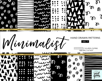 Preview of Hand Drawn Digital Paper & Doodle Backgrounds - 12 Black and White Images.