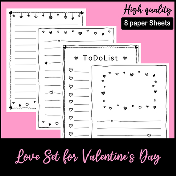 Preview of Hand Drawn Doodle Writing Paper for Valentine’s Day