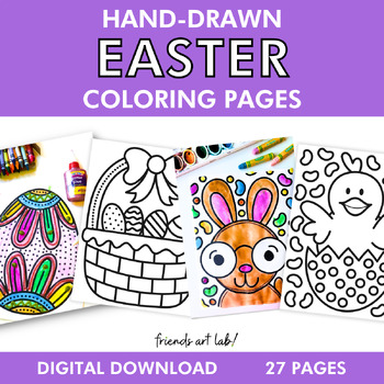 Preview of Hand-Drawn Easter Coloring Pages (Perfect for Drawing and Painting)