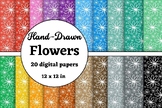 Hand Drawn Flower Digital Papers