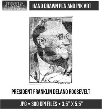 Preview of Hand Drawn Franklin Delano Roosevelt History Clip Art