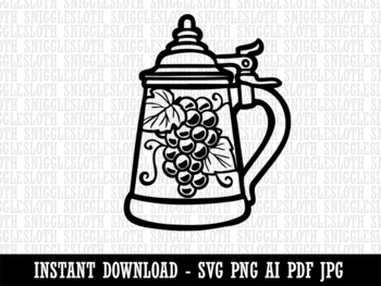 Preview of Hand Drawn German Beer Stein Clipart Instant Digital Download AI PDF SVG PNG JPG