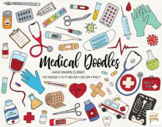 Hand Drawn Medical Clipart. Doodle Doctor, Nurse, Healthca