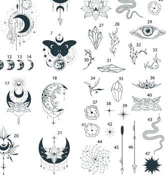 Hand Drawn Mystical Moon Collection by amine bourjel | TPT