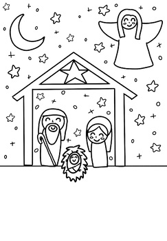 Hand Drawn Nativity Coloring Sheet- The King is Born by Nastasja Vaessen