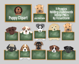 Hand Drawn Png Puppies Holding Chalkboards Clipart