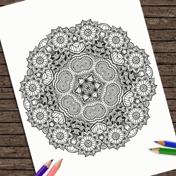 Preview of Hand Drawn Printable Coloring Page Kids Mandala Strength Colouring Book Adult
