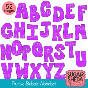 Hand Drawn Purple Bubble Alphabet Letters Clipart By Sugarshedadesigns