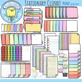Preview of Hand Drawn Stationary, Sticky Notes, and Index Cards Clipart [Kevin Draws]