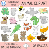 Cute Animal Clip Art - Color & Outline