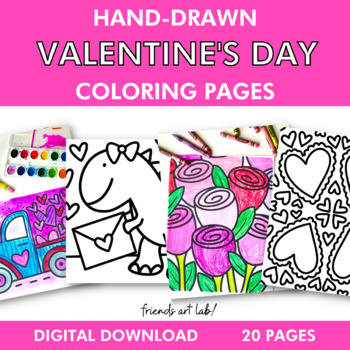 Preview of Hand-Drawn Valentine's Day Coloring Pages (Perfect for Drawing, Painting, etc.)