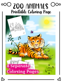 Preview of Hand-Drawn Zoo Animals Printable Coloring Pages Bundle