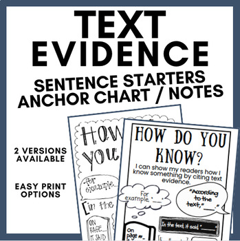 Text Evidence Anchor Chart