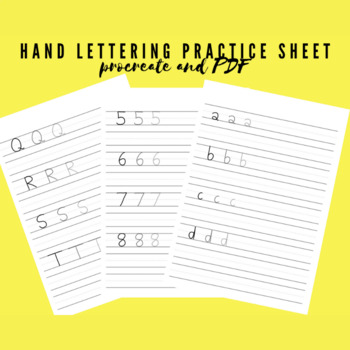 Preview of Hand Lettering Practice Sheet | Lower case | Upper case | Number | printable