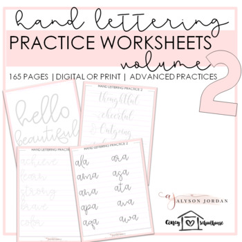 Preview of Hand Lettering Practice Worksheets Volume 2 | Faux Calligraphy