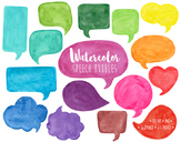 Hand Painted Colorful Watercolor  Speech Bubble Clipart - 16 PNG