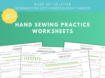 Preview of Hand Sewing Practice Worksheets - 4 Essential Stitches for Right or Left Handed