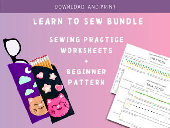 Preview of Hand Sewing Practice Worksheets and Beginner Sewing Project - Sewing Tutorial