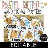Hand Signal Posters Editable - Multicultural - Pastel Retr