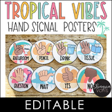 Hand Signal Posters Editable - Multicultural - Tropical Vi