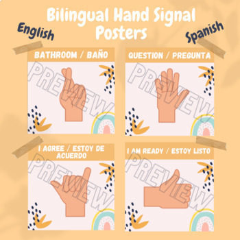 Preview of Hand Signal Posters - English and Spanish Bilingual