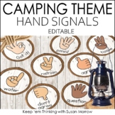 Hand Signal Signs Camping Theme Classroom Decor Editable