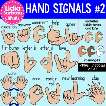 Preview of Hand Signals #2 in Multicultural Skin Tones