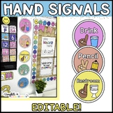 Hand Signals | Classroom Hand Signals | Editable | Bright 