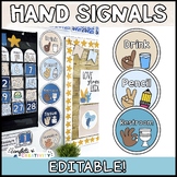 Hand Signals | Classroom Hand Signals | Editable | Ocean C