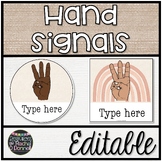 Hand Signals - Neutral Boho Editable - Classroom Management
