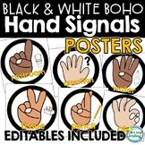 Hand Signals Posters Classroom Management Modern BOHO Blac