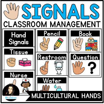 Preview of Hand Signals Posters Classroom Management Signs Multicultural Hands