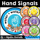 Hand Signals Posters Hipster Animals Class Decor