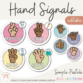 Hand Signals Posters | SIMPLE PASTELS Classroom Decor | EDITABLE