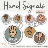 Hand Signals Posters | SPOTTY BOHO Classroom Decor | EDITABLE
