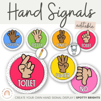 Preview of Hand Signals Posters | SPOTTY BRIGHTS Classroom Decor | EDITABLE