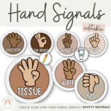 Hand Signals Posters | SPOTTY NEUTRALS Classroom Decor | EDITABLE