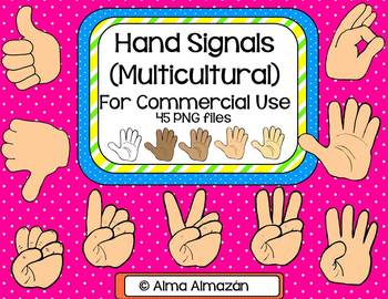 Preview of Hand Signals Clip Art for Commercial Use Multicultural