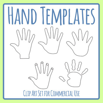 Hand Templates Outlines Shapes Borders Clip Art Set Commercial Use