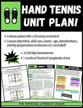 Preview of Hand Tennis Unit Plan - Lead-Up Unit for Pickleball & Tennis!