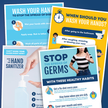 Preview of Hand Washing & Healthy Habits Poster Set for Flu Season or Coronavirus