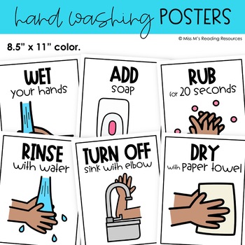 Hand Washing Posters Washing Hands Visuals by Miss M's Reading Resources