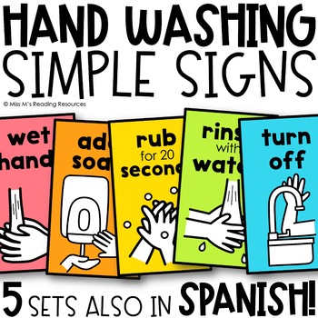 Preview of Hand Washing Visual Posters for Washing Hands Rainbow Classroom Decor