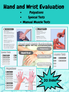Preview of Hand and Wrist Eval: Palpations, Special Tests, and MMT's Presentation slides