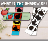 Hand crafts matching fruit shadow art for kids coloring page.