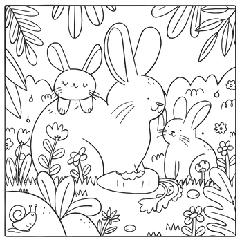 Preview of Hand drawn Bunny Coloring Pages - Spring Activities Art Project