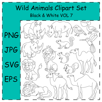 Preview of Hand-drawn Cartoon Wild Animals and Birds Clipart Collection | Commercial Use