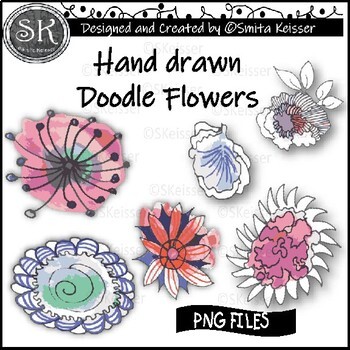 Download Free Flower Doodles Watercolor Flowers Clip Art By Smita Keisser