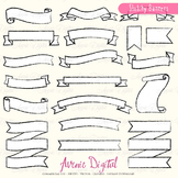 Hand drawn Ribbon Banners clip art - doodle ribbons clipart